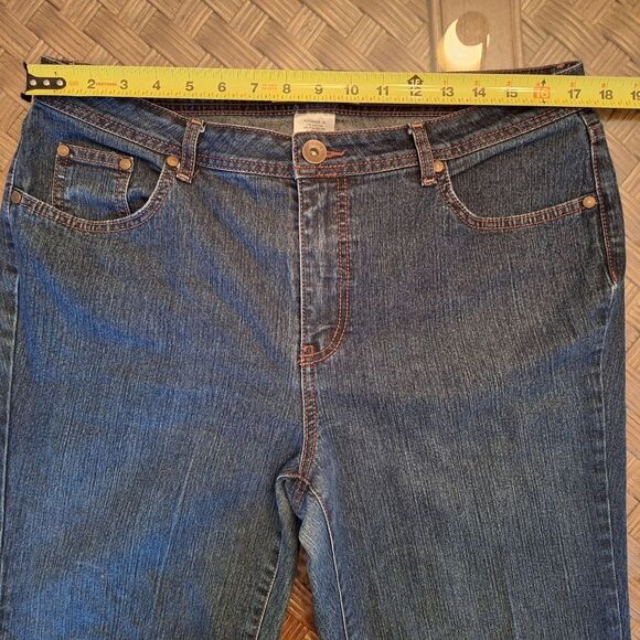 Faded Glory Stretch Flare Blue Jeans Plus Size 16 Dark Wash Denim Below Waist - Picture 6 of 13